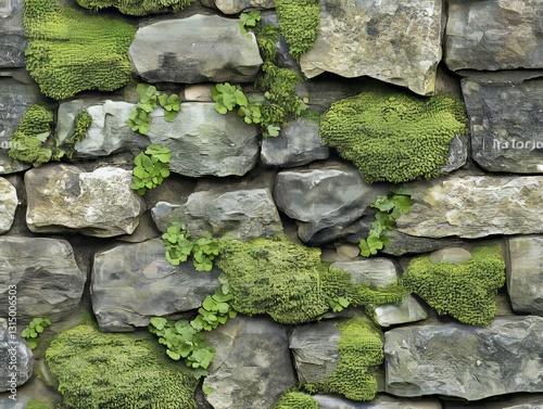 Seamless Pattern - Mossy Stone Wall: Natural Texture
