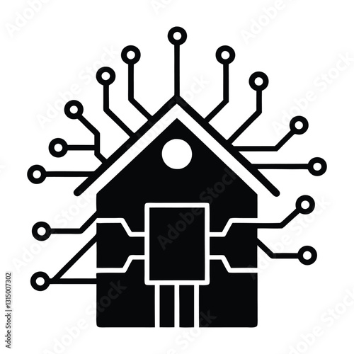 AI powered smart home device flat vector on white background