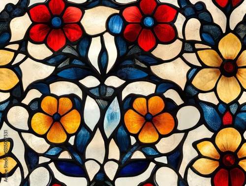 Seamless Pattern - Floral Stained Glass