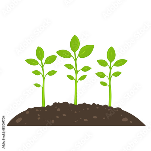 2D flat vector illustration little green sprouts icon isolated on a white background.

