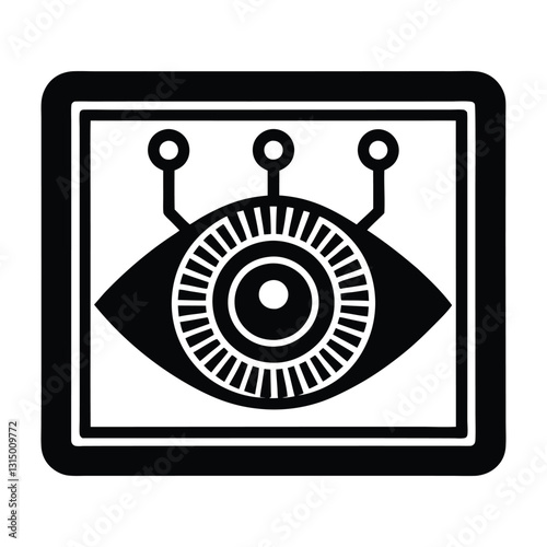 Biometric eye scanner interface flat vector with white background