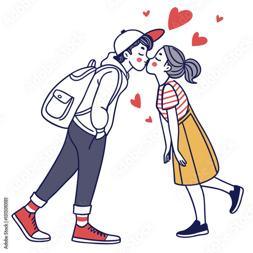  Beautiful couple and kiss vector