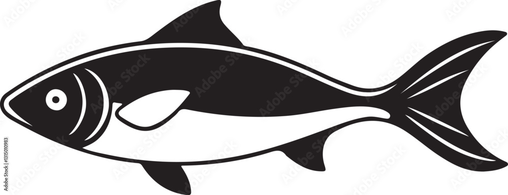 Obraz premium -fish-icon-silhouette-on-white-background 06