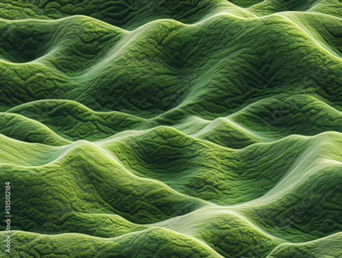 Seamless Pattern - Rolling Green Landscape: A vibrant and textured green topographic surface.