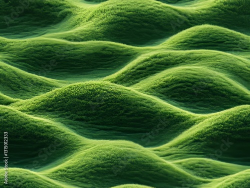 Seamless Pattern - Rolling green hills, vibrant and serene nature scene, seamless, endless pasture.