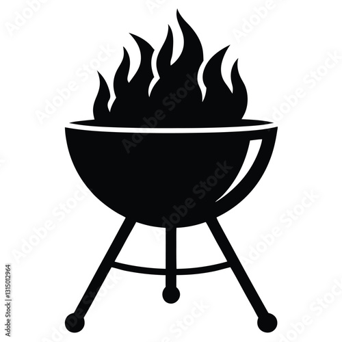 barbecue grill with flames