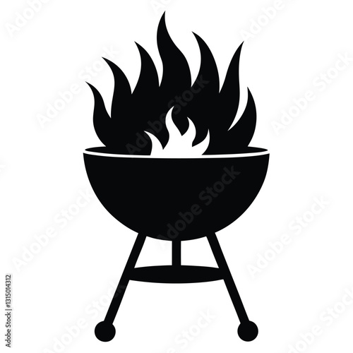 barbecue grill with fire