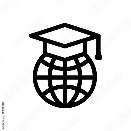 Graduation cap featuring a globe icon design
