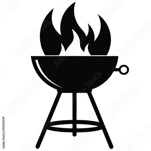 barbecue grill with fire