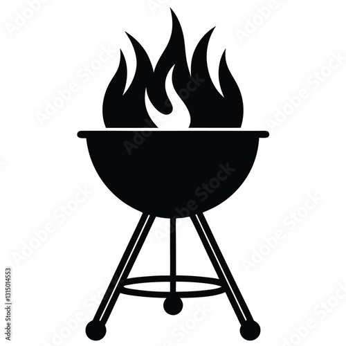 barbecue grill with flames