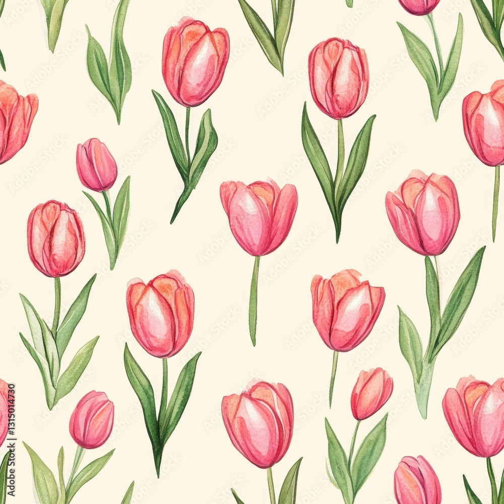 Obraz premium Repetitive patterm of beautiful tulip flower for fabric design