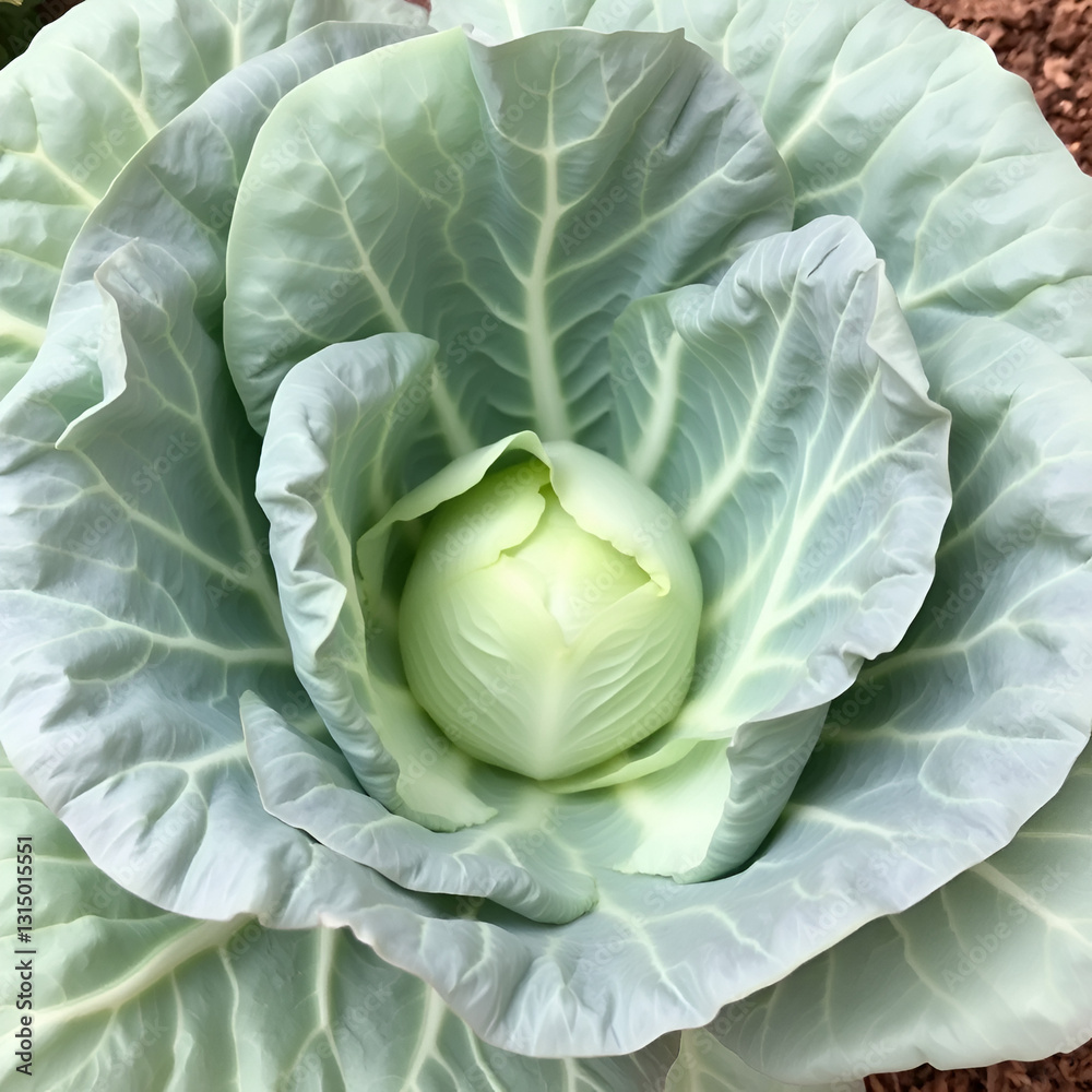 Obraz premium Real cabbage, young cabbage, young cabbage leaf, green leaf,