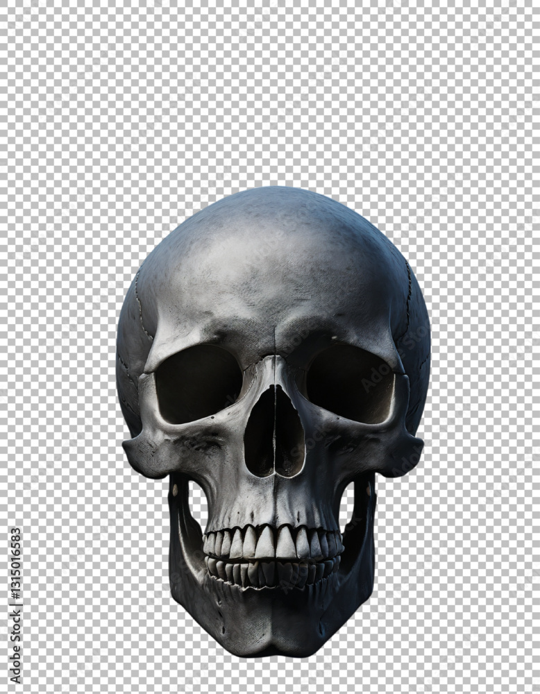 Fototapeta premium dark Human Skull Sculpture for Modern Interiors on transparent background, png, psd 