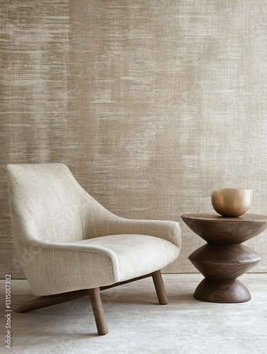 Stylish image of interior furnishings featuring elegant chair and details photo