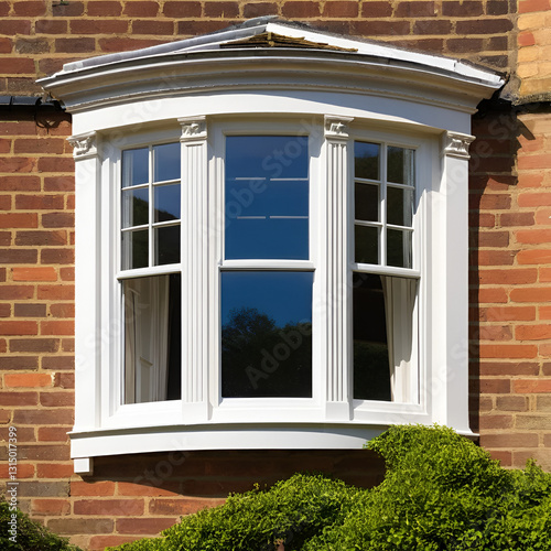 Wooden sash window house exterior, England, UK