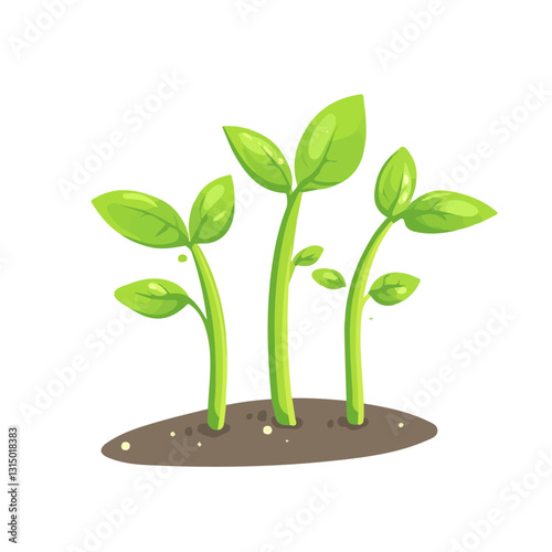 2D flat vector illustration small green plants sprouting icon isolated on a white background.

