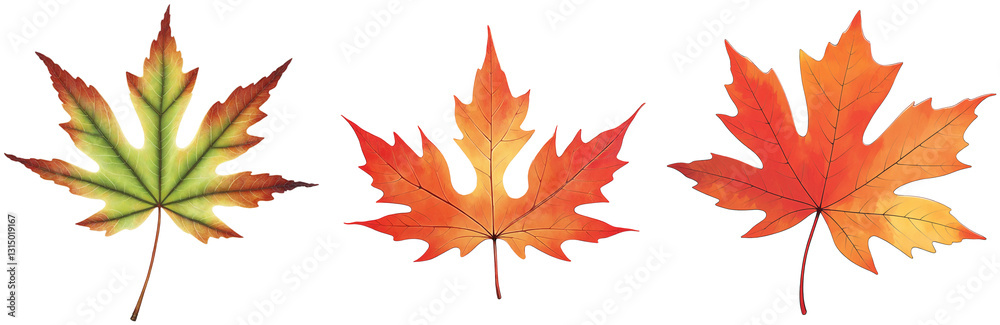 Obraz premium Autumn Maple Leaves Collection on a transparent background