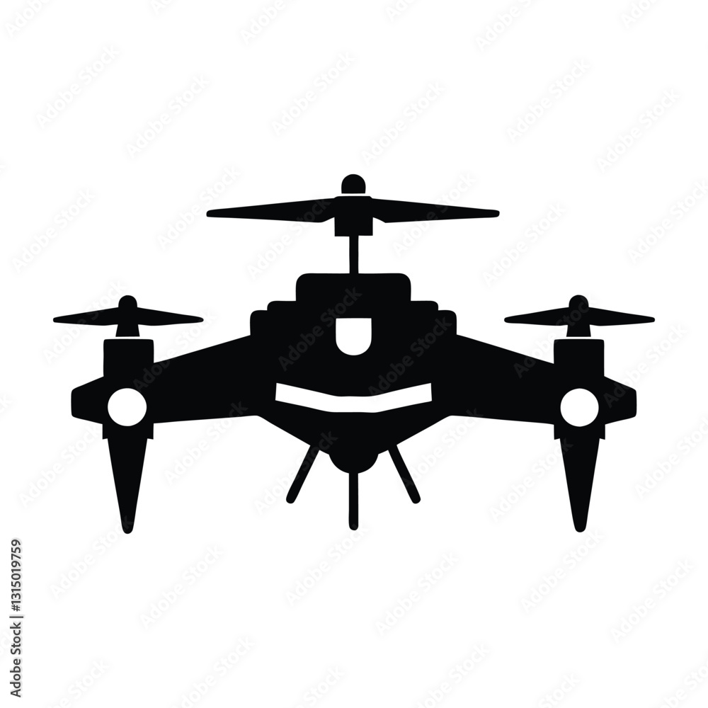 Futuristic Police Drone Hovering Flat Vector Silhouette with Transparent Background Futuristic Police Drone Hovering Flat Vector Silhouette with Transparent Background