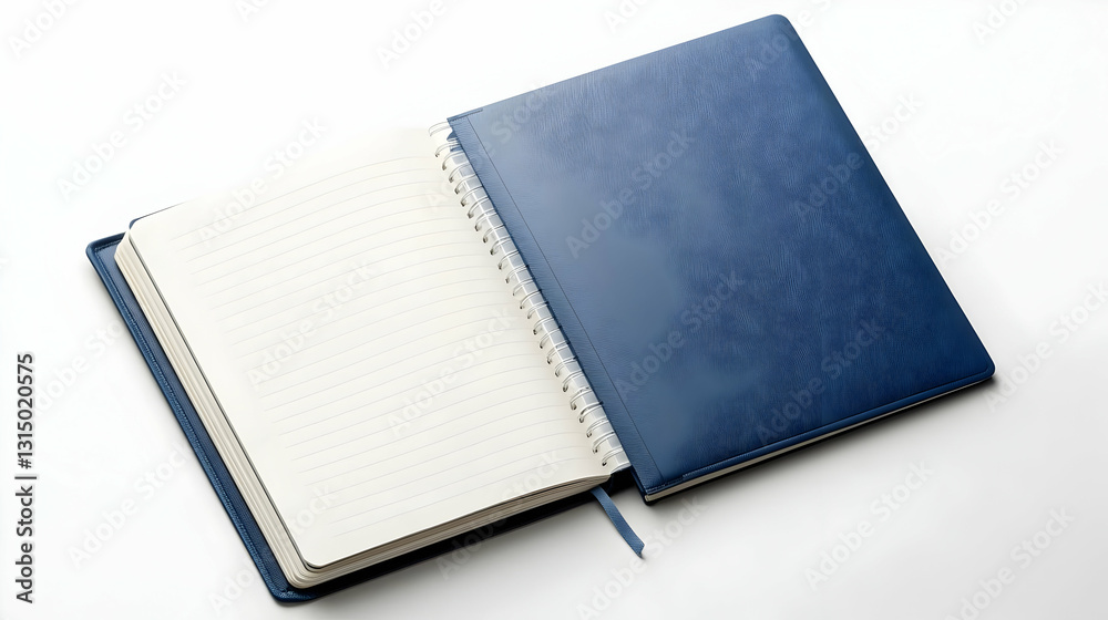 Open Blue Textured Notebook With Blank Dotted Pages Open Blue Textured Notebook With Blank Dotted Pages