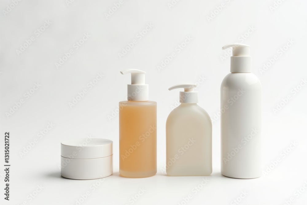 Skincare products on white background Skincare products on white background