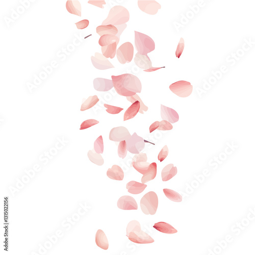 2D flat vector illustration spring blossom petals falling icon isolated on a white background.

