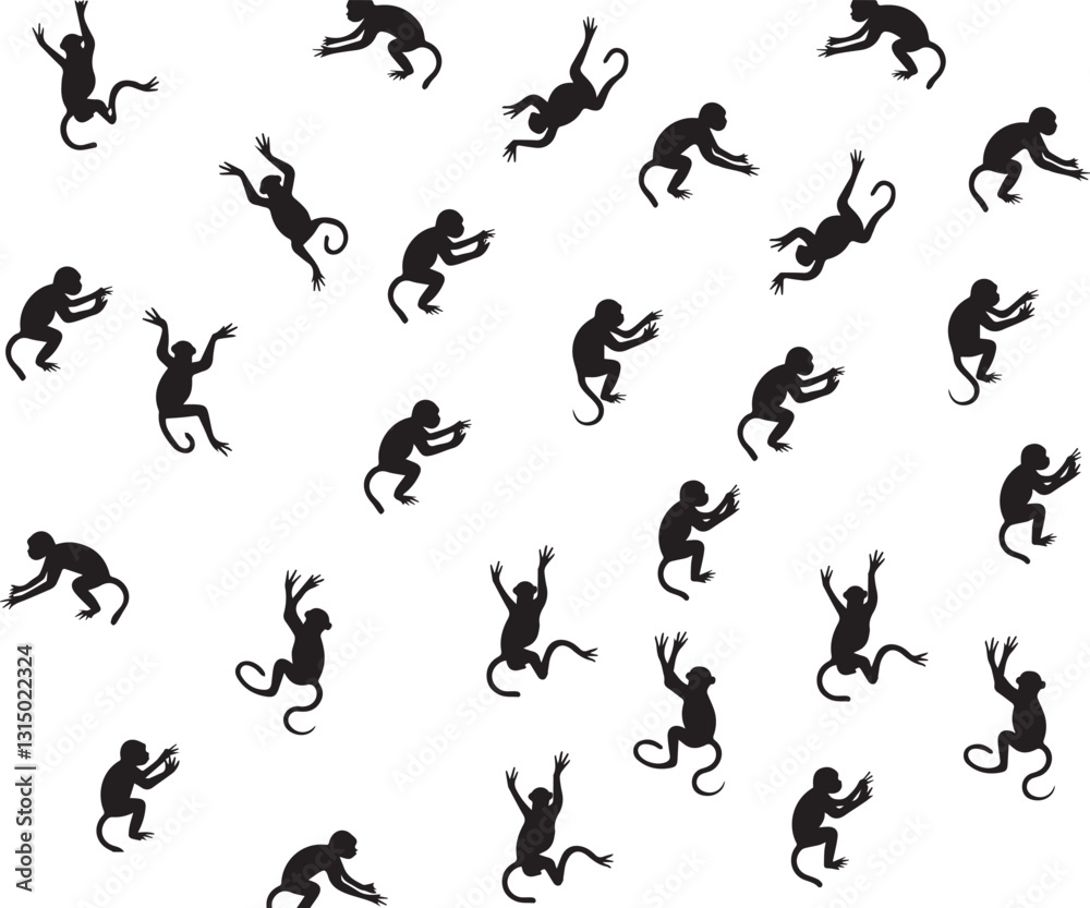 Obraz premium monkey silhouettes sheet 100% vector fully editable 