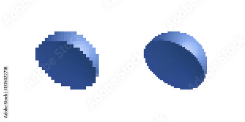 Two smooth blue circular discs with simple design, showing clean lines and symmetrical shapes.