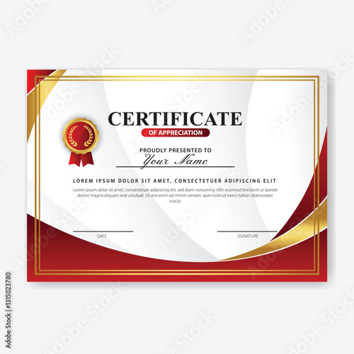 Red gold certificate design award template