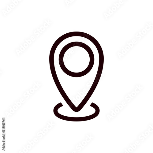 Simple black map pin symbol used for marking locations or points on maps or digital applications.