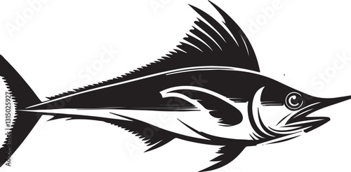 Majestic Swordfish in Motion – Ocean Wildlife Vector Illustrationtrator Artwork