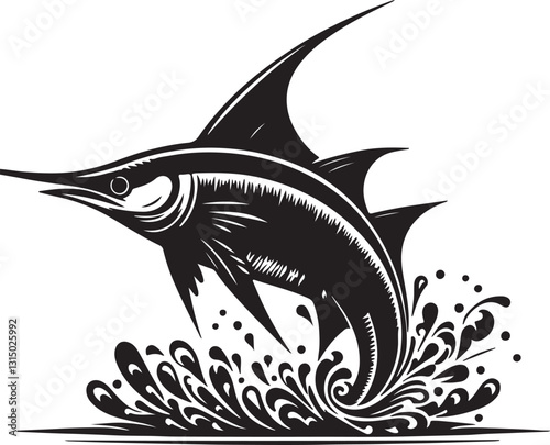 Majestic Swordfish in Motion – Ocean Wildlife Vector Illustrationtrator Artwork