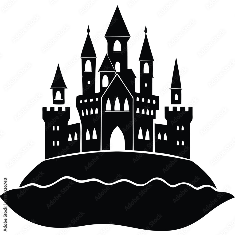 Obraz premium castle in the night illustration 