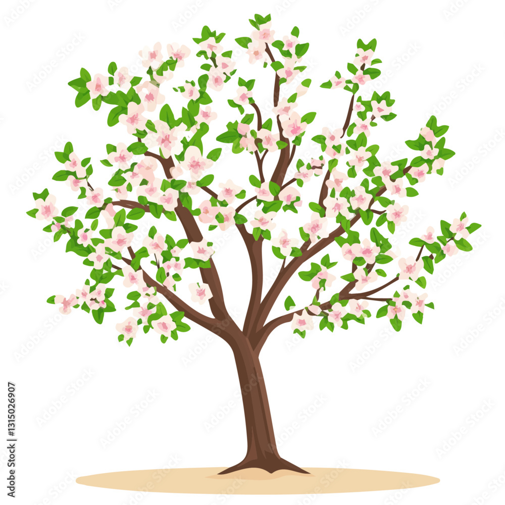 2D flat vector illustration spring tree with new blossoms icon isolated on a white background.
2D flat vector illustration spring tree with new blossoms icon isolated on a white background.
