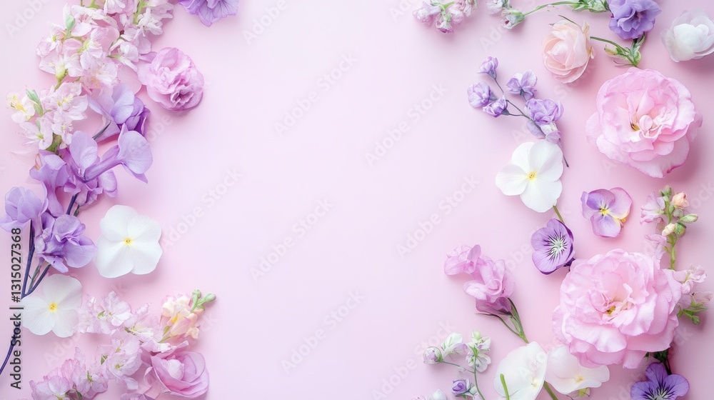 Beautiful background template made of Spring flowers. Beautiful background template made of Spring flowers.