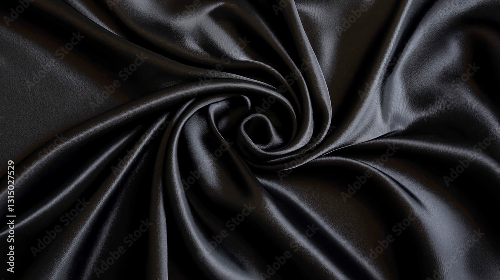 Fototapeta premium wrinkles of fabric black silk, from above