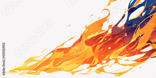 Flat vector icons set - vibrant flames in dynamic motion.