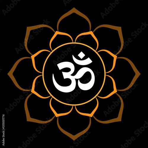 Om Symbol with ohmkar Lotus Mandala Art