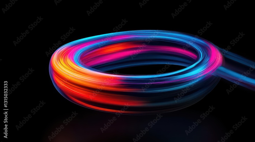 Glowing motion trails forming a wristwatch shape, symbolizing movement and fitness tracking Glowing motion trails forming a wristwatch shape, symbolizing movement and fitness tracking