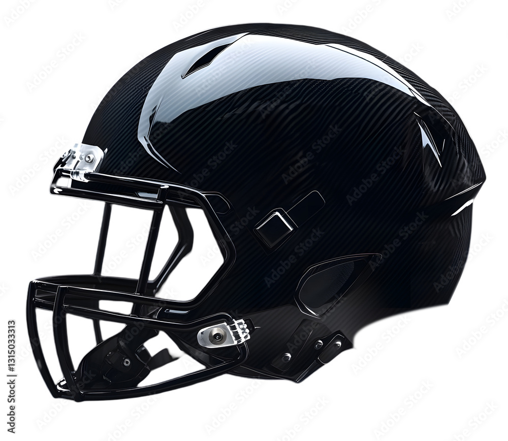 Fototapeta premium black carbon fiber helmet textured football helmet protective sports gear modern design helmet carbon weave helmet isolated in white,