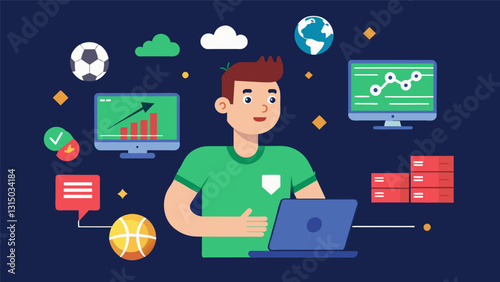 The incorporation of realtime data feeds into live sports broadcasts has not only enhanced the viewing experience but also od up new opportunities for fantasy sports and betting.. Vector illustration