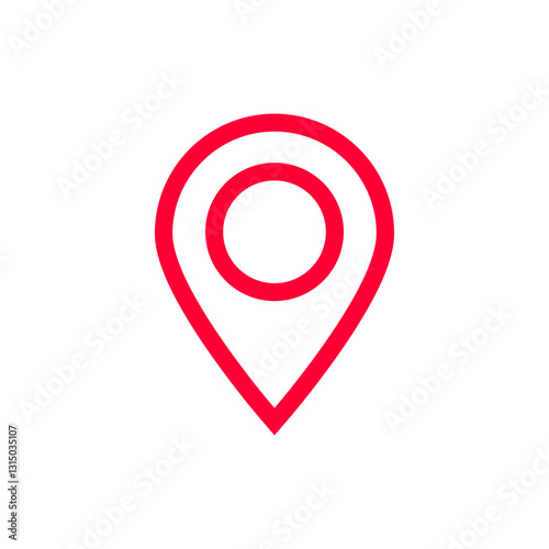 Simple red location pin icon symbolizing the concept of a geographical position or destination.