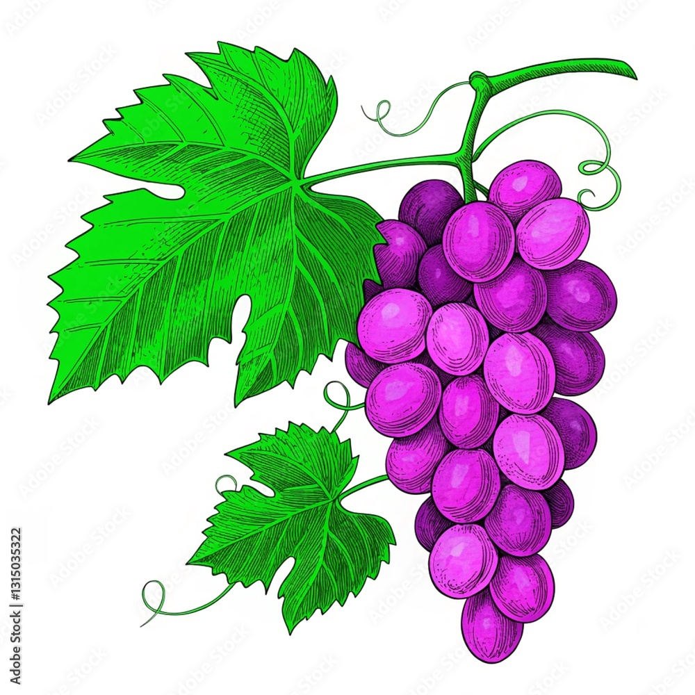 Fototapeta premium A Simple Minimal Illustration of a Bunch of Grape