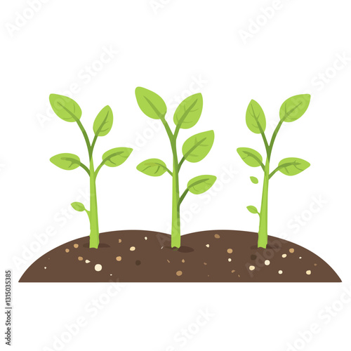 2D flat vector illustration young green plants sprouting icon isolated on a white background.


