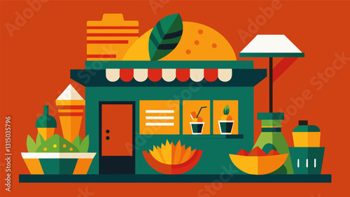 This fusion restaurant elevates street food to a whole new level presenting a fusion of flavors and textures from various Latin American countries in a refined and elegant manner.. Vector illustration
