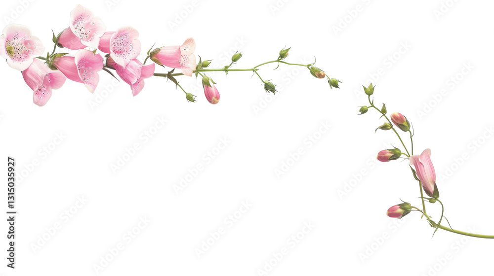 Blooming pink foxglove flowers with transparent background Blooming pink foxglove flowers with transparent background