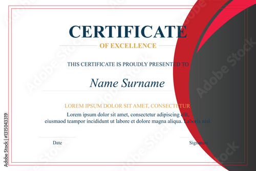 Red-gray certificate excellence award template