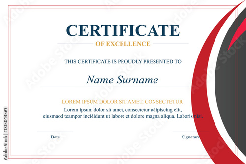 Red-gray certificate of excellence design template