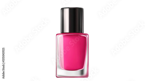 Elegant bottle of pink nail polish with brush slightly removed