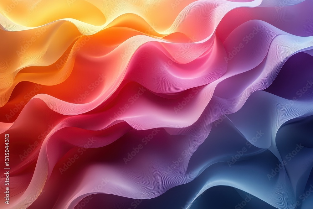 Obraz premium Colorful flowing waves create a dynamic abstract background with vibrant hues and smooth textures
