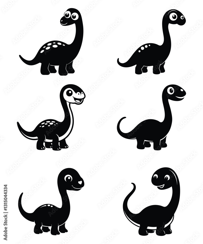 Dinosaurs Silhouette Vector Bundle, Prehistoric Dinosaur Silhouette Art Illustration on a White Background Dinosaurs Silhouette Vector Bundle, Prehistoric Dinosaur Silhouette Art Illustration on a White Background